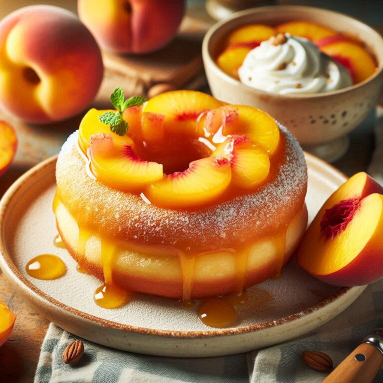 Classic Peach Cobbler Cheesecake Donuts (Easy Summer Treat)