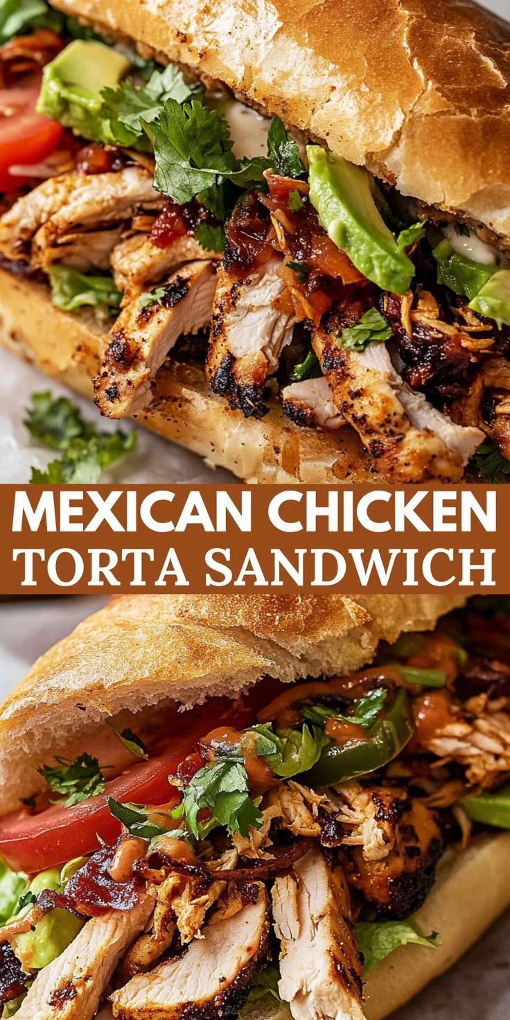 Delicious Chicken Torta Sandwich with tender chicken and fresh toppings