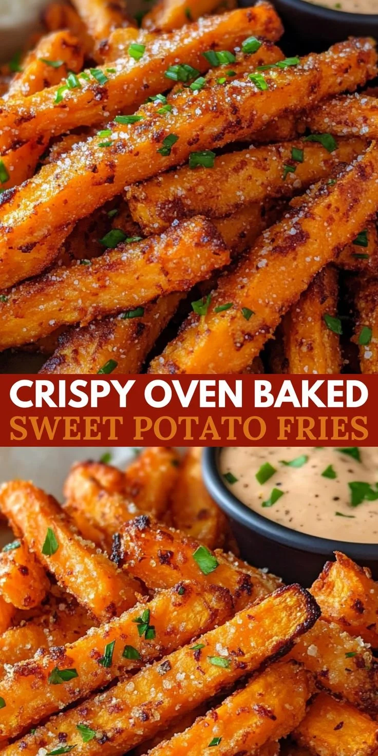 Crispy oven baked sweet potato fries served in a bowl.