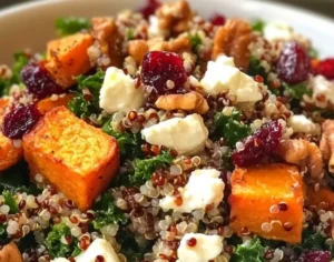 Healthy quinoa and butternut squash dish with autumn herbs