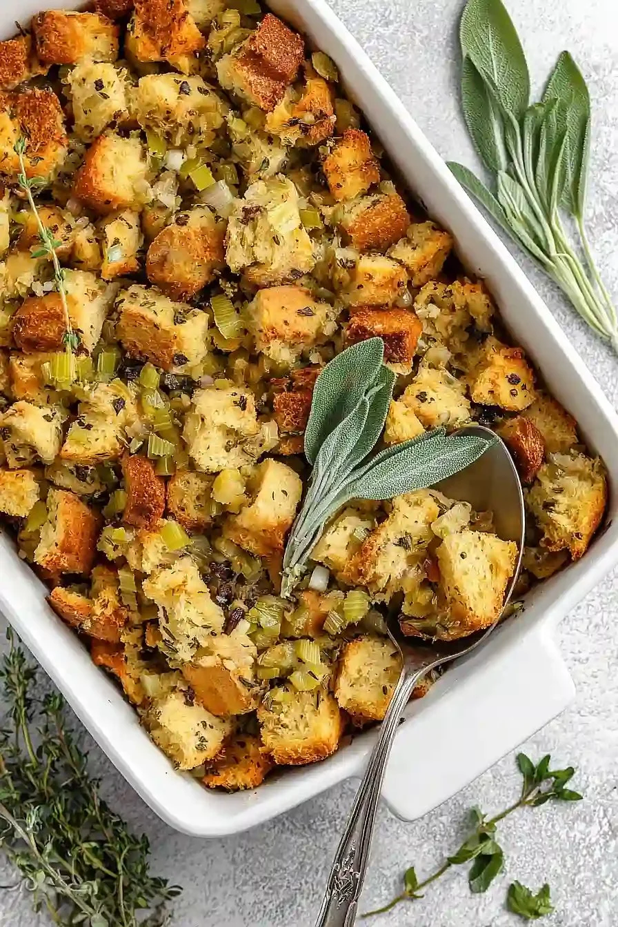 Delicious homemade stuffing recipe prepared with fresh ingredients.