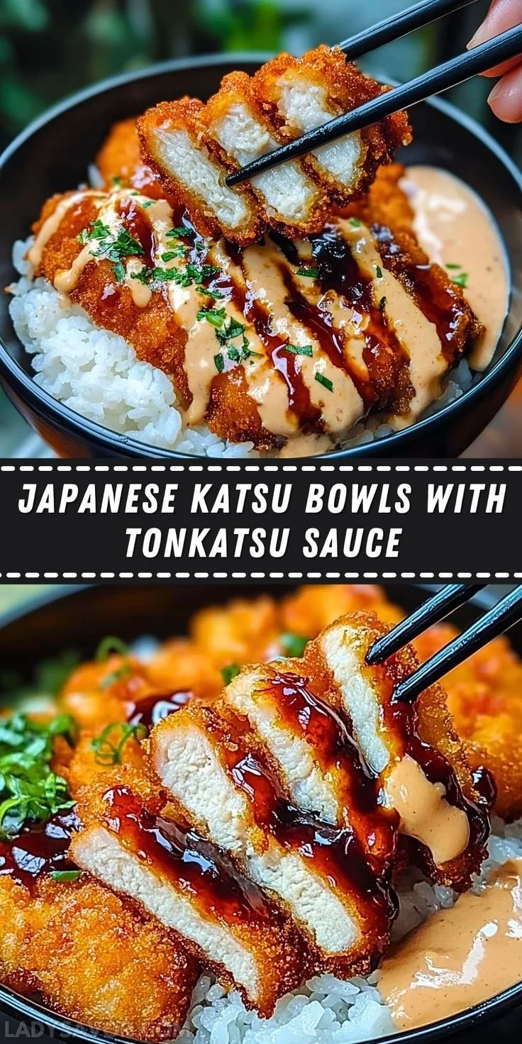 Japanese Katsu Bowl with Tonkatsu Sauce served in a traditional dish