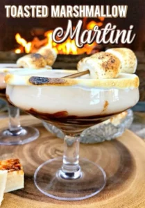 Delicious Marshmallow Chocolate Cocktail in a glass with whipped cream