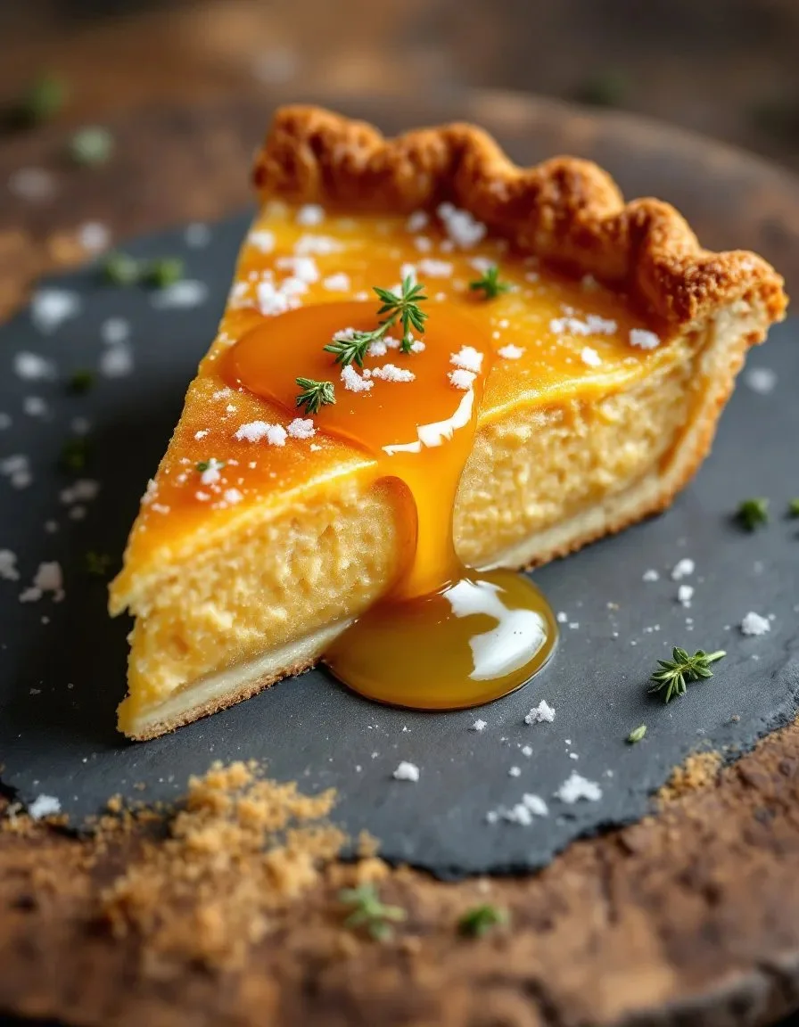 Salted Whiskey Honey Pie with rich filling and crust